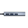 Aisens Convertidor USB-C a Ethernet Gigabit y Hub 3x USB 3.0 Gris